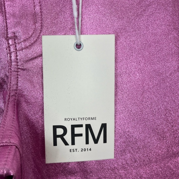 NWT RFM Hot Pink Metallic Straight Leg Pants Sz 25 - Picture 3 of 9